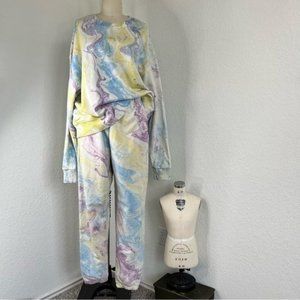 Bamabones Marbled Tie Dye Joggers Sweatshirt Lounge Set